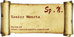 Szeicz Neszta névjegykártya